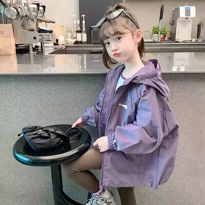 Kevad-sügis tüdrukute vabaaja jakid, kapuutsiga trentšmantel teismelistele tüdrukutele 3 4 5 6 7 8 9 10 11 12 aastat