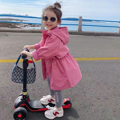 Kevad-sügis tüdrukute vabaaja jakid, kapuutsiga trentšmantel teismelistele tüdrukutele 3 4 5 6 7 8 9 10 11 12 aastat