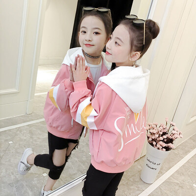 Kevad-sügis tüdrukute vabaaja jakid, kapuutsiga trentšmantel teismelistele tüdrukutele 3 4 5 6 7 8 9 10 11 12 aastat