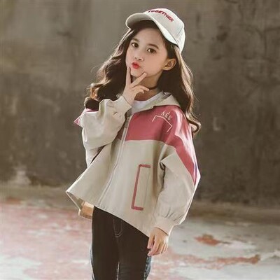 Kevad-sügis tüdrukute vabaaja jakid, kapuutsiga trentšmantel teismelistele tüdrukutele 3 4 5 6 7 8 9 10 11 12 aastat