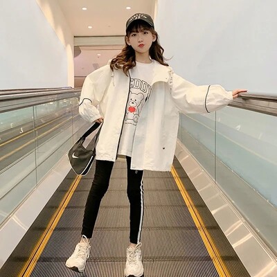 Kevad-sügis tüdrukute vabaaja jakid, kapuutsiga trentšmantel teismelistele tüdrukutele 3 4 5 6 7 8 9 10 11 12 aastat