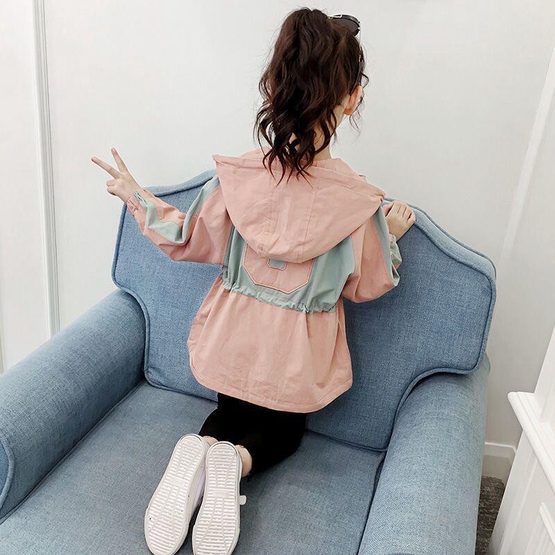 Kevad-sügis tüdrukute vabaaja jakid, kapuutsiga trentšmantel teismelistele tüdrukutele 3 4 5 6 7 8 9 10 11 12 aastat