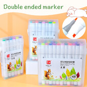 24/48 boja Set uljanih umjetničkih flomastera za crtanje, dvostrano skiciranje Uljni markeri s vrhom Graffiti Manga školski pribor za umjetnost