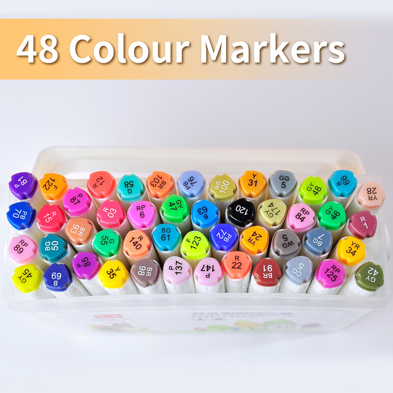 24/48 boja Set uljanih umjetničkih flomastera za crtanje, dvostrano skiciranje Uljni markeri s vrhom Graffiti Manga školski pribor za umjetnost