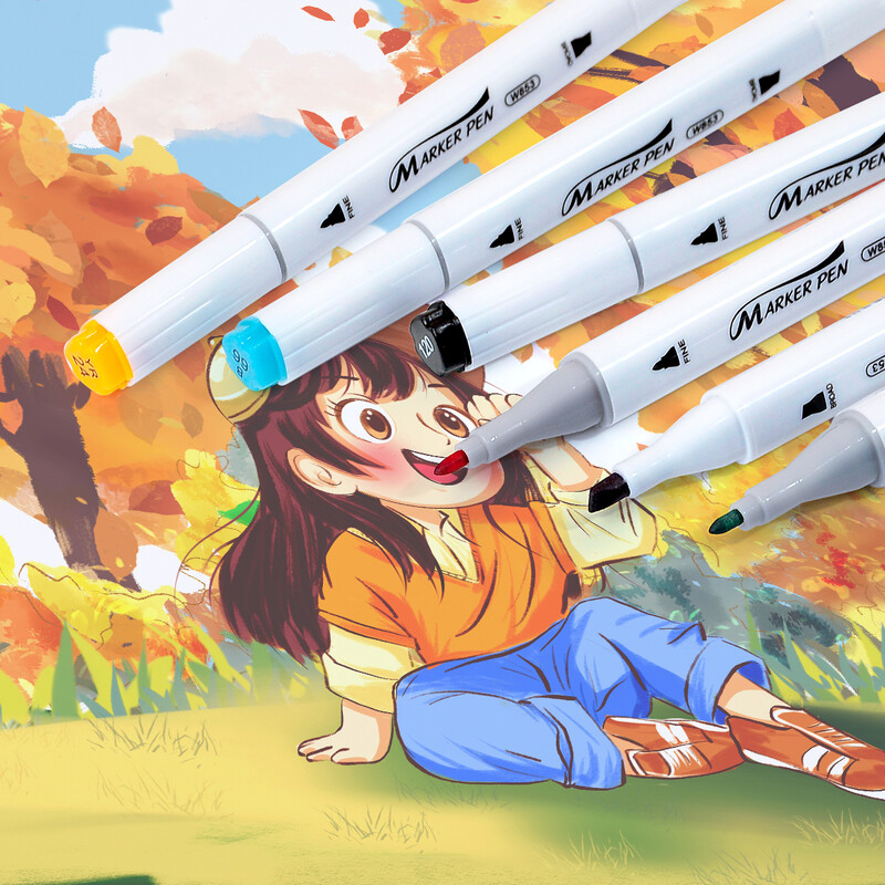 24/48 boja Set uljanih umjetničkih flomastera za crtanje, dvostrano skiciranje Uljni markeri s vrhom Graffiti Manga školski pribor za umjetnost