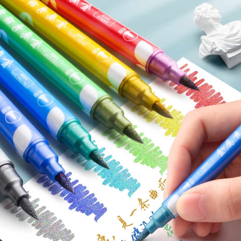 12.06.24 Värvid Kahepealine metallist markerpliiats Glitter Marker pliiats sünnipäeva/jõulukaartide albumi fotoalbumi jaoks