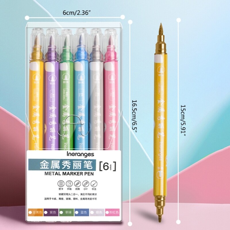 12.06.24 Värvid Kahepealine metallist markerpliiats Glitter Marker pliiats sünnipäeva/jõulukaartide albumi fotoalbumi jaoks