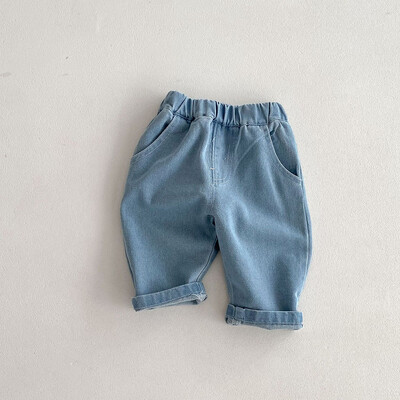 MILANCEL 1-5Y Παιδικό τζιν ριγέ τζιν παντελόνι Loose ίσιο συνονθύλευμα τσέπη για αγόρια παντελόνια μεσαία μέση Παιδικό παντελόνι στολή