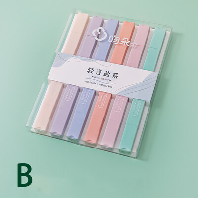 6 bucăți/set evidențiere stilou cu vârfuri duble, culoare pastel, kawaii, papetărie școlară, schiță, marker graffiti pentru rechizite de birou pentru studenți