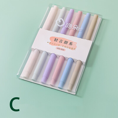 6 bucăți/set evidențiere stilou cu vârfuri duble, culoare pastel, kawaii, papetărie școlară, schiță, marker graffiti pentru rechizite de birou pentru studenți