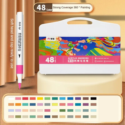 12/24/36/48/60 värvid kõva/pehme peaga läbipaistmatu värvikihiline värvimarkeri komplekt Korea kirjatarvete kooli kontoritarvete jaoks