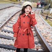 Κορίτσι Άνοιξη Φθινόπωρο Νέα Τάφρο Παιδικά βολάν συνονθύλευμα Διπλό Φαρδύ Παλτό Εφηβικά Ρούχα 4 6 8 10 12 14 16 Wz824