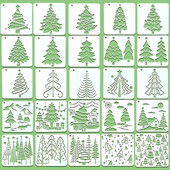 25 KOM Plastična šablona za crtanje božićnih drvaca Šuplja šablona DIY Alat za slikanje Kalup za rukotvorine Darovi za djecu