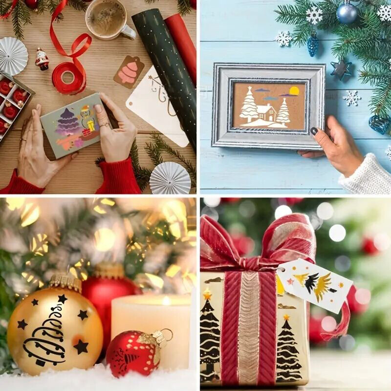 25 KOM Plastična šablona za crtanje božićnih drvaca Šuplja šablona DIY Alat za slikanje Kalup za rukotvorine Darovi za djecu