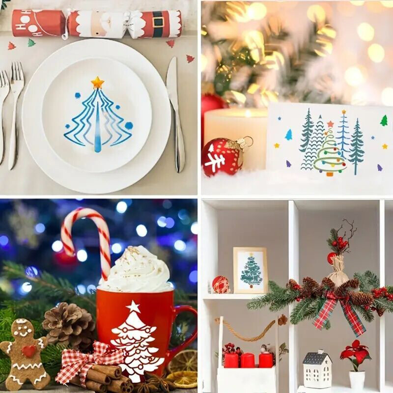 25 KOM Plastična šablona za crtanje božićnih drvaca Šuplja šablona DIY Alat za slikanje Kalup za rukotvorine Darovi za djecu