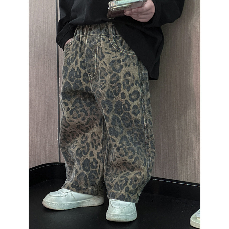 Blugi Leopard Pentru Copii Băieți Fete Blugi lungi Cool Fashion 2024 Casual Street Style