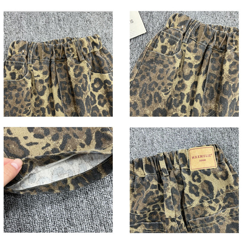 Blugi Leopard Pentru Copii Băieți Fete Blugi lungi Cool Fashion 2024 Casual Street Style