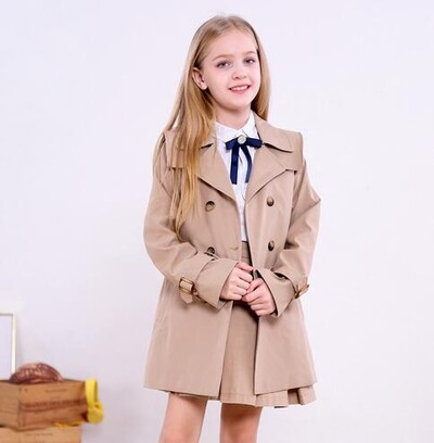 Tüdrukud Trench Keskmise pikkusega mantlid Kevad-sügis Mood Lapsed Tuulejope Tüdruk Kaherealine jakk Teismeliste Ülerõivad Lasteriided