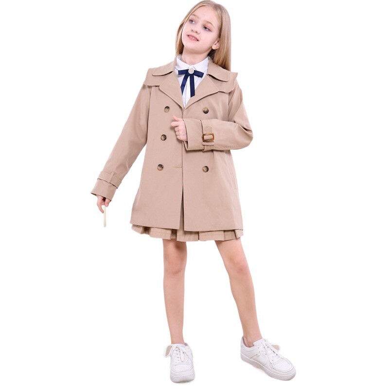 Tüdrukud Trench Keskmise pikkusega mantlid Kevad-sügis Mood Lapsed Tuulejope Tüdruk Kaherealine jakk Teismeliste Ülerõivad Lasteriided