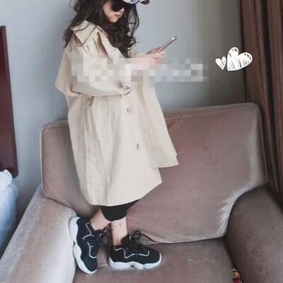 Tüdrukute jope Korea pikk tuulepluus tuunika 2023 kevad ja sügis Uued 3–8-aastaste laste riided