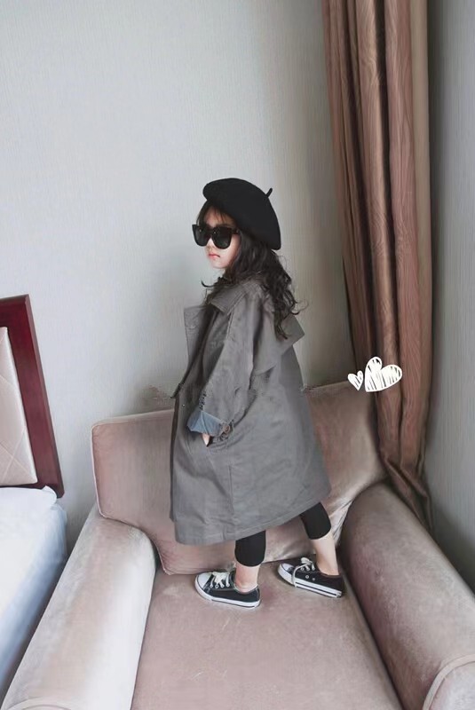 Tüdrukute jope Korea pikk tuulepluus tuunika 2023 kevad ja sügis Uued 3–8-aastaste laste riided