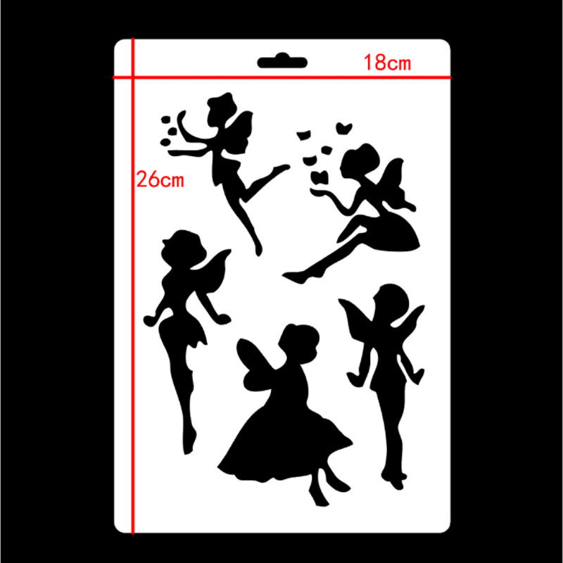 4 tk inglitüdruku sulgede maalimise mall trükkimise vorm õõnes värvimine reljeef DIY väljalõigete albumi šabloonid sisekujundus korduvkasutatav