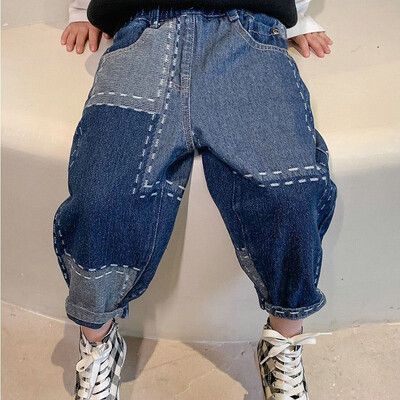 Pantaloni pentru băieți și fete, stil hip hop, japonez, coreean, cu tendințe neregulate, blugi largi, casual, confortabili, toamnă și iarnă, pantaloni noi