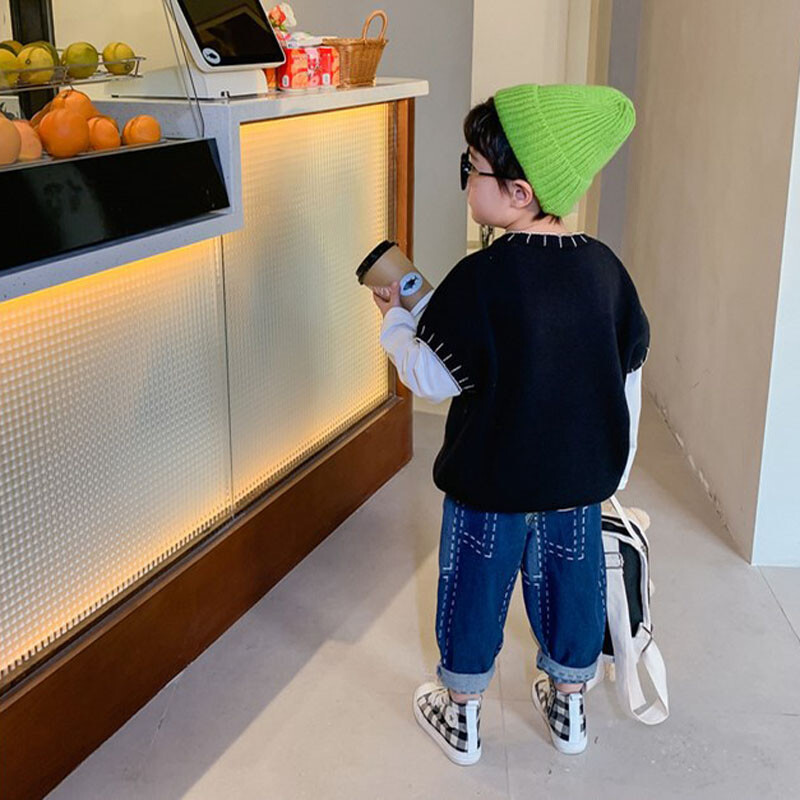 Hlače za dječake i djevojčice Hip Hop stil Japansko korejski nepravilan trend traperice Opuštene ležerne udobne jesenske i zimske nove hlače