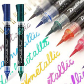 1 τεμ Pentel Brush Pentel στυλό καλλιγραφίας Dual metallic brush Markers Drawing Scrapbook Coloriage Pennarelli Artistici Art Supplies