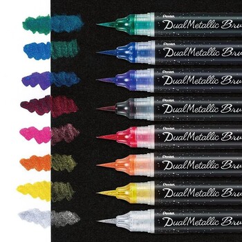 1 τεμ Pentel Brush Pentel στυλό καλλιγραφίας Dual metallic brush Markers Drawing Scrapbook Coloriage Pennarelli Artistici Art Supplies