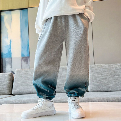 Kevad-sügis stiil lahtised spordipüksid poisid Trendikas kirjamuster kõrge vöökohaga puuvillasegu keskmised suured lapsed