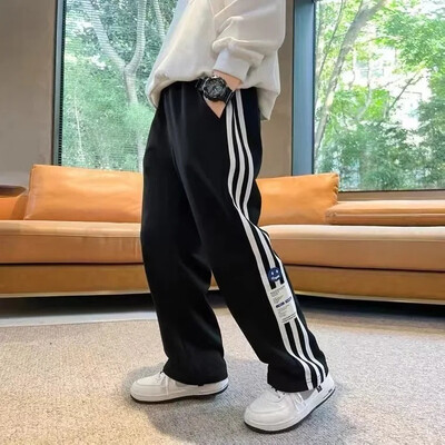 Kevad-sügis stiil lahtised spordipüksid poisid Trendikas kirjamuster kõrge vöökohaga puuvillasegu keskmised suured lapsed