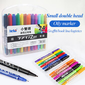 12/24 de culori, stilou cu ulei de culoare mic, cu două capete, 0,5/1mm, permanent, rezistent la apă, strălucitor, pentru birou, rechizite de papetărie școlară