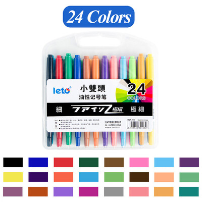 12/24 de culori, stilou cu ulei de culoare mic, cu două capete, 0,5/1mm, permanent, rezistent la apă, strălucitor, pentru birou, rechizite de papetărie școlară