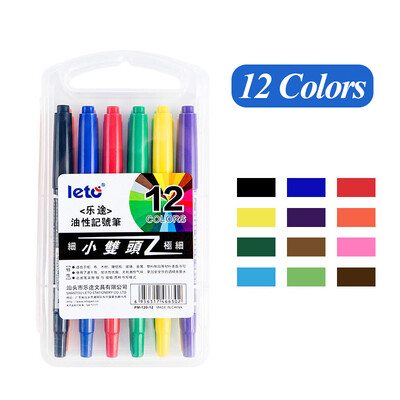 12/24 de culori, stilou cu ulei de culoare mic, cu două capete, 0,5/1mm, permanent, rezistent la apă, strălucitor, pentru birou, rechizite de papetărie școlară