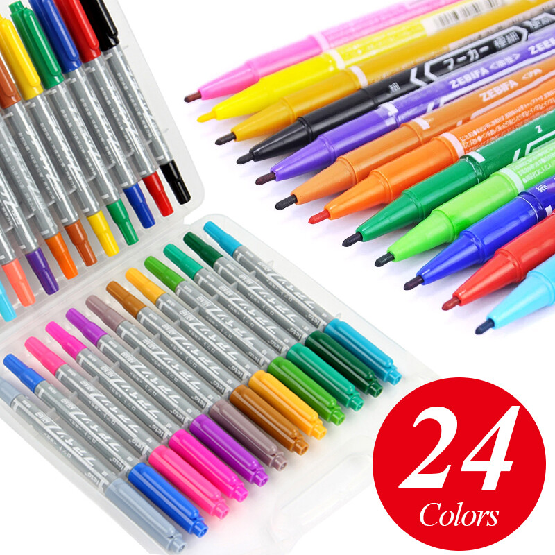 12/24 de culori, stilou cu ulei de culoare mic, cu două capete, 0,5/1mm, permanent, rezistent la apă, strălucitor, pentru birou, rechizite de papetărie școlară