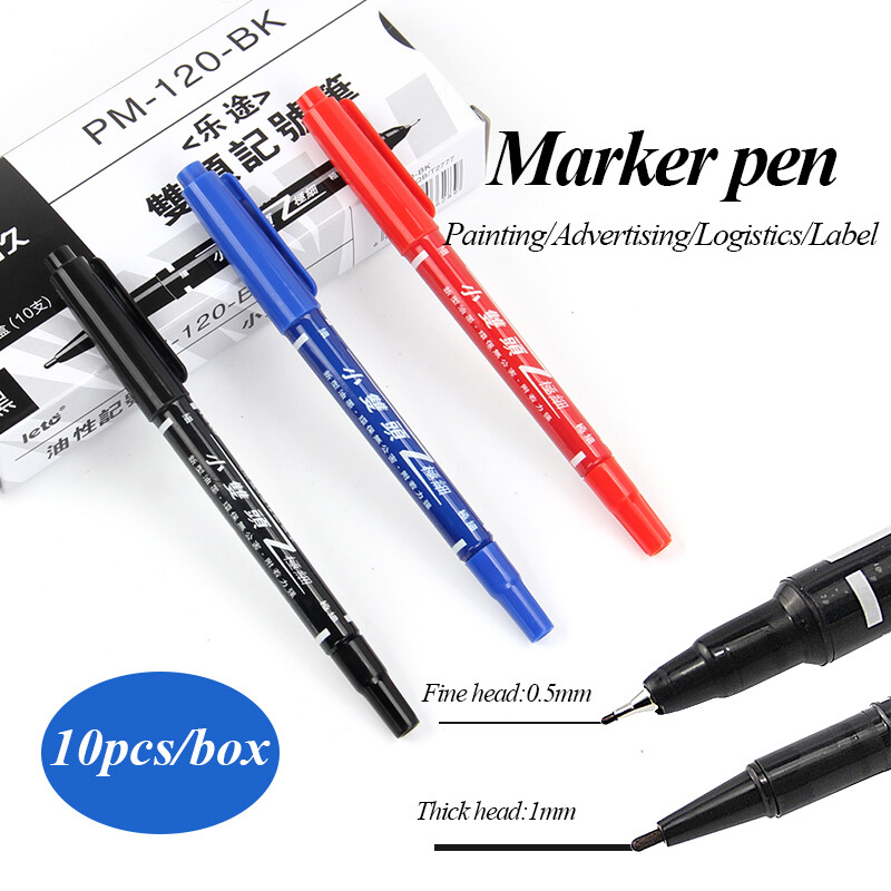 12/24 de culori, stilou cu ulei de culoare mic, cu două capete, 0,5/1mm, permanent, rezistent la apă, strălucitor, pentru birou, rechizite de papetărie școlară