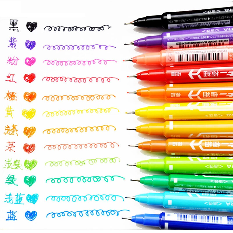 12/24 de culori, stilou cu ulei de culoare mic, cu două capete, 0,5/1mm, permanent, rezistent la apă, strălucitor, pentru birou, rechizite de papetărie școlară