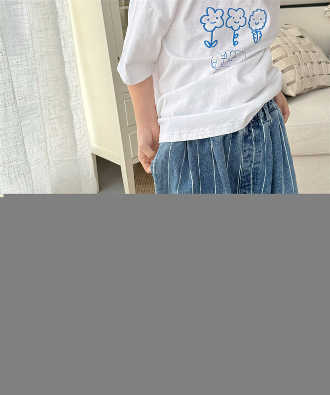 2024. Proljeće ljeto Dječje modne traperice Dečaci Traper hlače širokih nogavica s okomitim prugama Djevojčice široke ležerne hlače