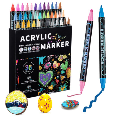 12-48 цвята Акрилни маркери с двойна глава Набор от химикалки Art for Painting Kid Chirlds Waterproof Student Scholl Supplies Канцеларски материали