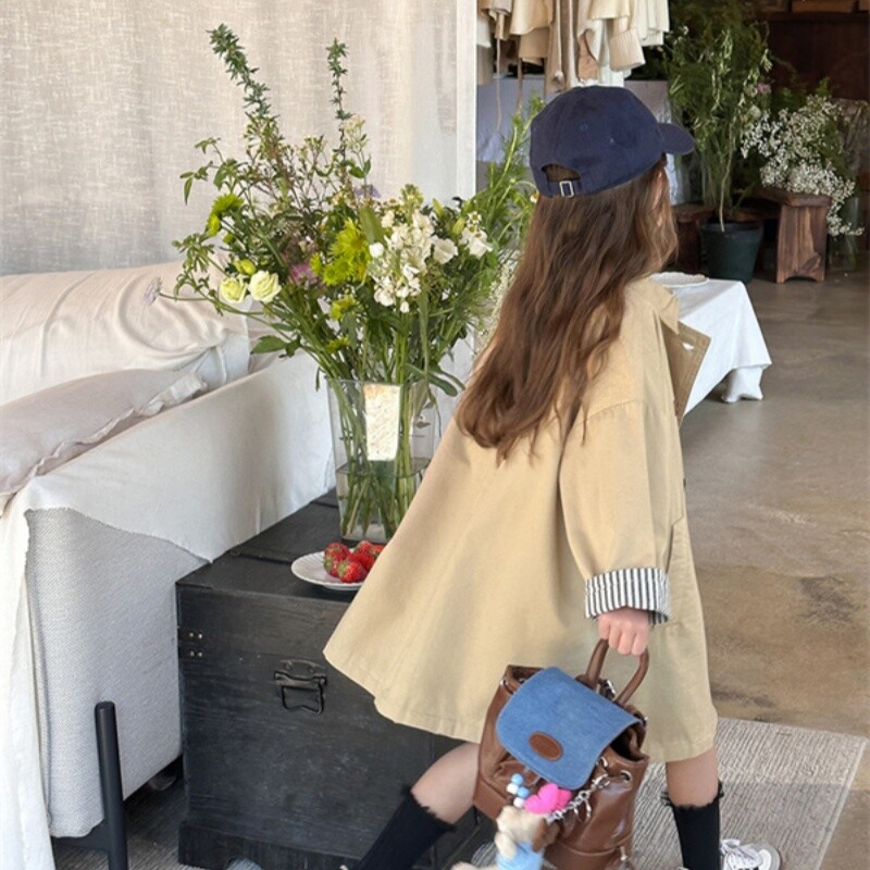 Vjetrobranski kaput za djevojčice Kaput Jakna Gornja odjeća 2024 Prekrasna proljetna jesen Pamučna školska odjeća za tinejdžere na otvorenom Dječja odjeća