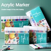 Akrüülist markerpliiatsi komplekt 12-80 värviga Art Color Graffiti Hand Ledger Marker Paint Pen DIY Maalimine Akrüül Art Maalimine Kirjatarbed