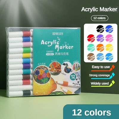 Akrüülist markerpliiatsi komplekt 12-80 värviga Art Color Graffiti Hand Ledger Marker Paint Pen DIY Maalimine Akrüül Art Maalimine Kirjatarbed