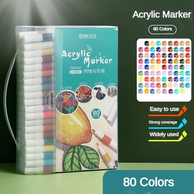 Akrüülist markerpliiatsi komplekt 12-80 värviga Art Color Graffiti Hand Ledger Marker Paint Pen DIY Maalimine Akrüül Art Maalimine Kirjatarbed