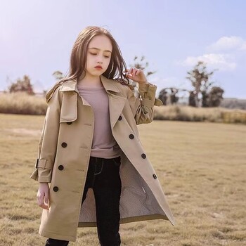 4-12 ετών Teen Girls Long Trench Coats New Fashion England Style Windbreaker Jacket για κορίτσια Ανοιξιάτικα φθινοπωρινά παιδικά ρούχα