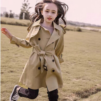 4-12 ετών Teen Girls Long Trench Coats New Fashion England Style Windbreaker Jacket για κορίτσια Ανοιξιάτικα φθινοπωρινά παιδικά ρούχα