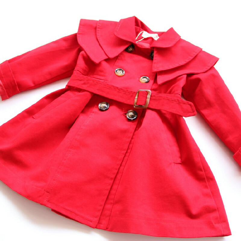 Модно яке за момичета с бутони за ветровка Детско облекло Тренчи за момичета Зимен тренч Wind Dust Горно облекло Детско училищно облекло
