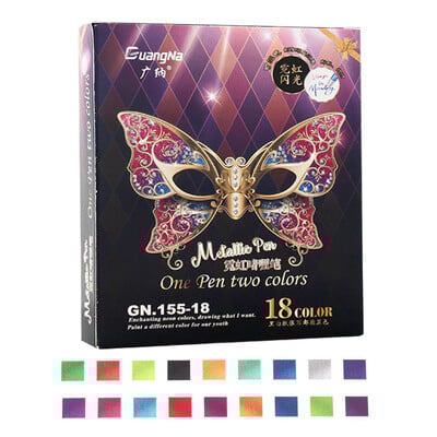 12/18 Colors Metallic Marker Pliiats Sädelev Kahevärviline Kunst Maalimine Pliiats Kaartide tegemiseks Joonis Allkiri Kirjad Kirjutamine