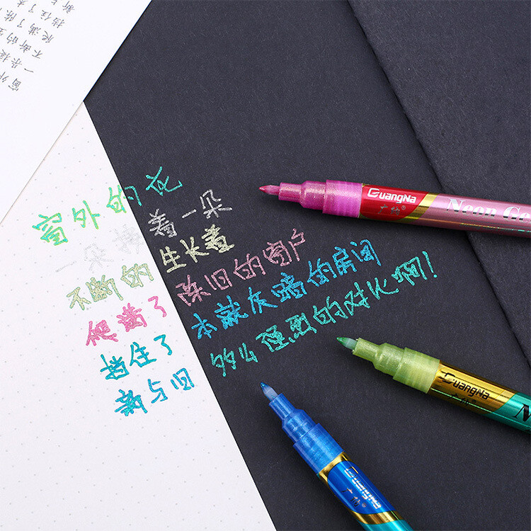 12/18 Colors Metallic Marker Pliiats Sädelev Kahevärviline Kunst Maalimine Pliiats Kaartide tegemiseks Joonis Allkiri Kirjad Kirjutamine