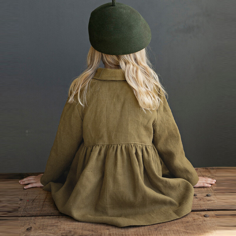 Retro jesenski novi kaput od pamuka i lana za djevojčice Dječje mori široke jakne s naboranim ovratnikom za lutke s dugim rukavima TZ177